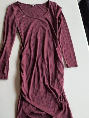Charlotte Russe Ribbed Midi Dress - Burgundy